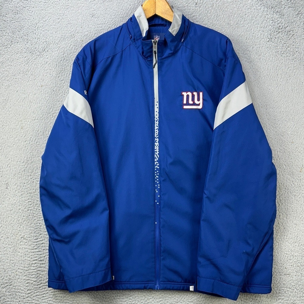 New York Giants Jacket Full Zip Mens XL Blue Logo Football NFL Onfield‎ Reebok